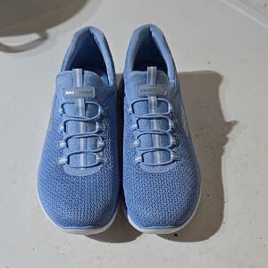 Skechers Women's Light Blue Knit Sneakers